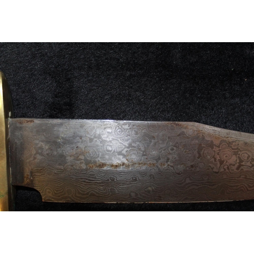 1096 - Quality Bowie knife, hand forged with 20cm damascus clip blade. overall full tang length 33cm with b... 