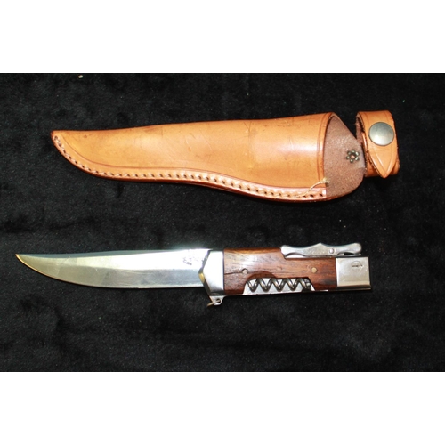 1097 - Hallali German folding knife with locking blade for hunting and skinning knife, two piece rosewood h... 