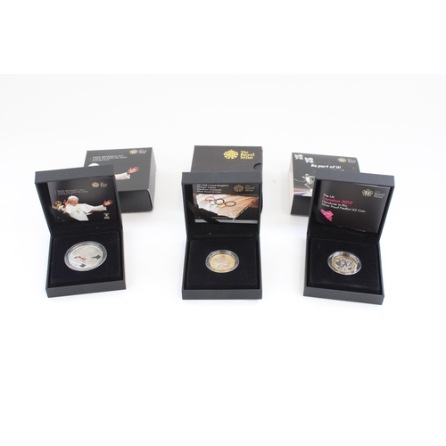 652 - Royal Mint 2008 UK Olympic Games Handover Ceremony silver proof £2, 2012 Handover to Rio silver proo... 