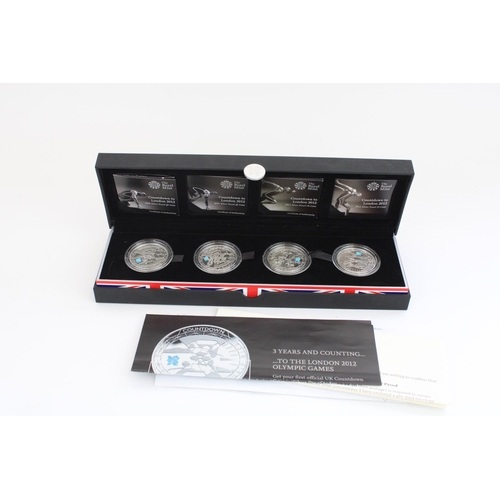 653 - Royal Mint Countdown to London 2012 silver proof four coin set of 2009, 2010, 2011 and 2012 silver p... 