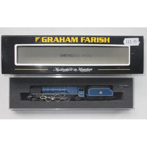 228 - Graham Farish by Bachmann N gauge 4-6-2 City of Hereford loco 46255 and tender, BR blue emblem,  ite... 