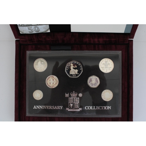 628 - Royal Mint 1996 UK Silver Anniversary Collection of silver proof circulating coins, housed in perspe... 