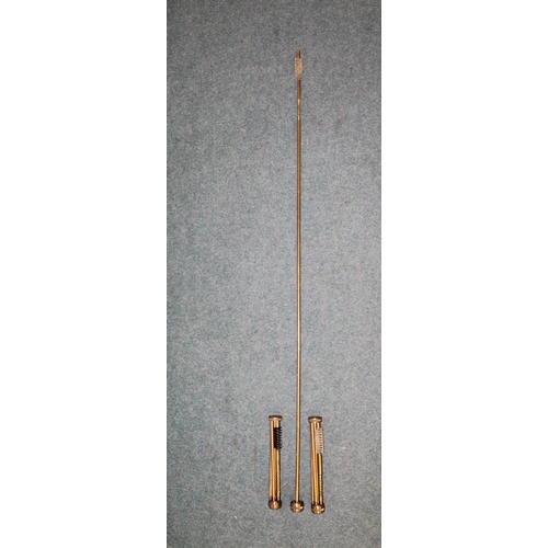 1102 - Three unusual individually numbered brass .410 gun cleaning rods, and a reproduction brass nautical ... 