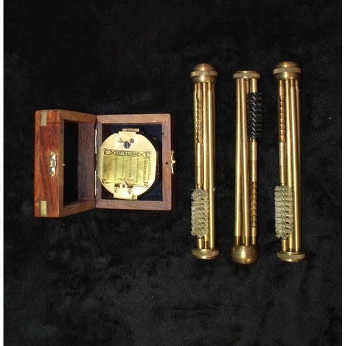 1102 - Three unusual individually numbered brass .410 gun cleaning rods, and a reproduction brass nautical ... 