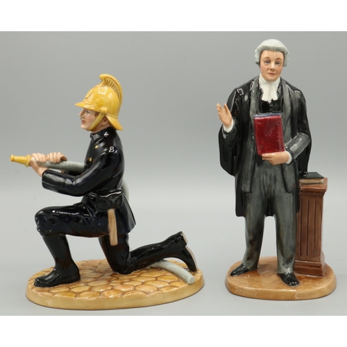 644 - Royal Doulton Classics figure modelled by Adrian Hughes, Fireman HN4411 H20.5cm, and Lawyer HN4289 H... 