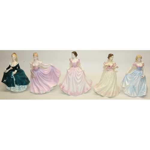 648 - Royal Doulton figures: Faith HN4151 H20.5cm, Hope HN4097 H21.5cm, Charity HN4243 H21.5cm, Janine HN2... 