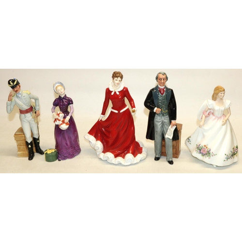 649 - Royal Doulton figures: Morning Ma'am HN2895 H22cm, Good Day Sir HN2896 H20.5cm, Joanne HN3422 2004 b... 