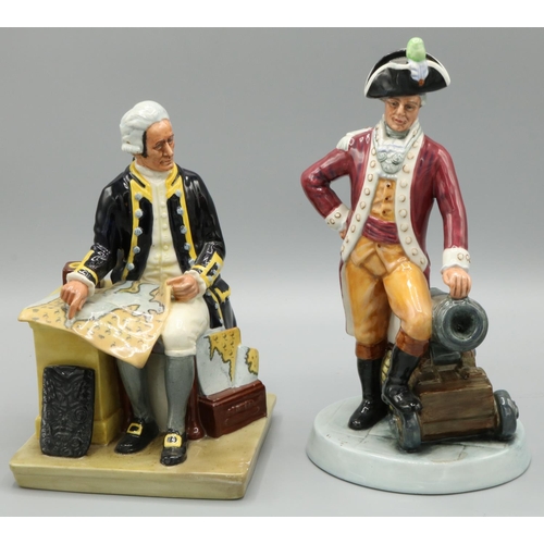 650 - Royal Doulton figures: Captain Cook HN2889 H20cm, and Officer of the Line HN2733 H23cm (2)