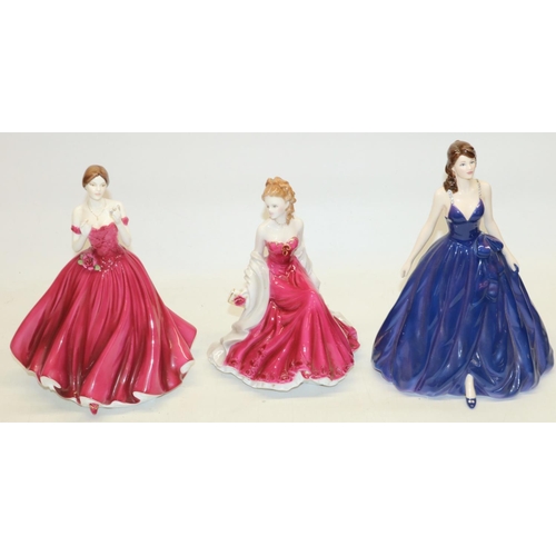 653 - Royal Worcester figures: Golden Moments Ruby Wedding Anniversary H19cm, Crystal Ball limited edition... 