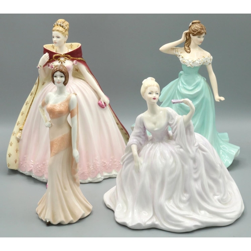 658 - Coalport figures: Ladies of Fashion H18cm, With This Ring limited edition 890/7500 CW831 H23cm, An E... 