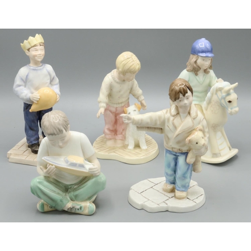 662 - Wedgwood Moments in Time figures: My Pony H17.5cm, Best of Friends H16cm, Party Time H18.5cm, One Da... 