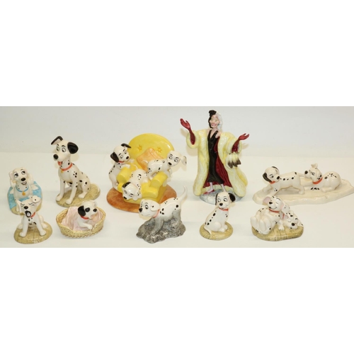 675 - Royal Doulton Disney's 101 Dalmatians: Cruella De Vil DM1/2, Penny DM2, Penny and Freckles DM3, Roll... 