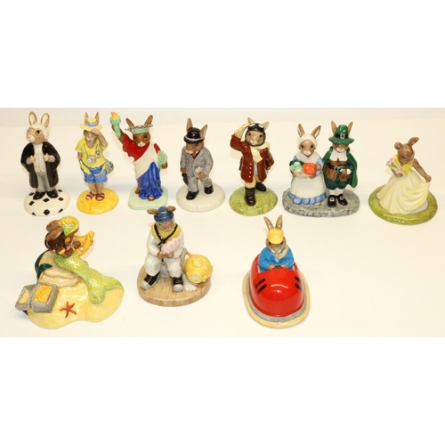 683 - Royal Doulton Bunnykins figures: Statue of Liberty DB198, Dodgem DB249, Airman DB199, Businessman DB... 