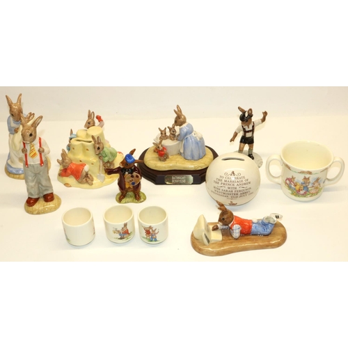 684 - Royal Doulton Bunnykins figures: The Artist DB13, Bath Night DB241, Mother and Baby Bunnykins DB226,... 