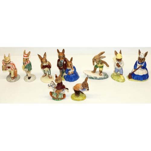 690 - Royal Doulton Bunnykins figures: Clean Sweep DB6, Home Run DB43, Aussie Surfer DB133, Father Bunnyki... 