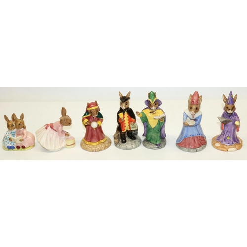 696 - Royal Doulton Bunnykins Figures: Mystic DB197, Storytime DB9, Town Crier UKI DB259, Fortune Teller D... 