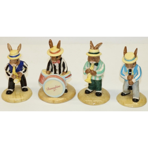 698 - Royal Doulton Bunnykins, Jazz Band Collection figures: Drummer UKI DB250, Clarinet Player DB184, Tru... 