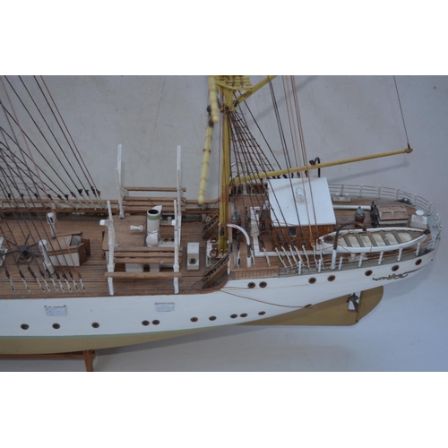 215 - Billing Boats 1/75 scale Danmark, built up from plank on frame wood and mixed media kit, model not f... 