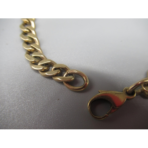 786 - 9ct yellow gold curb link bracelet, stamped 375, the clasp stamped 9k, L22cm, 14.1g