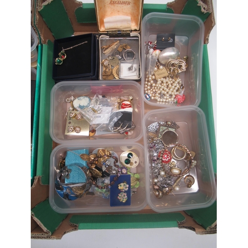 797 - Large collection of costume jewellery including beaded necklaces, brooches, pins, bangles  (2 boxes)