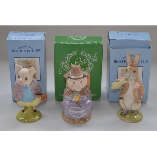 212 - Three boxed Beswick Beatrix Potter figures: Pigling Bland, And This Pig Had None and Benjamin Ate A ... 