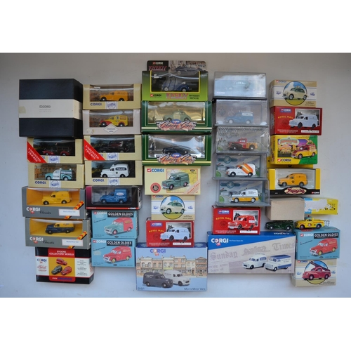 52 - Collection of 35 boxed Corgi 1/43 scale diecast Morris Minor car and van models and model sets (some... 