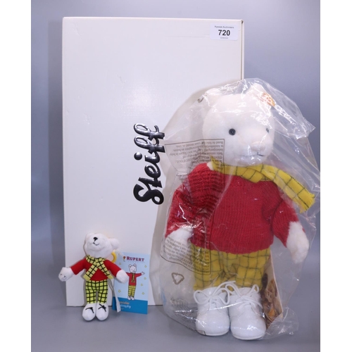 720 - Steiff Danbury Mint Rupert the Bear, yellow tag 662782, factory sealed with certificate, boxed H28cm... 