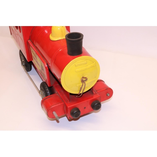 721 - 1950's Tri-ang Puff-Puff tinplate tank 0-4-0 locomotive, red livery with yellow cab roof, no.73000 L... 