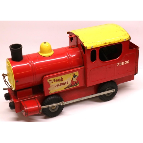 721 - 1950's Tri-ang Puff-Puff tinplate tank 0-4-0 locomotive, red livery with yellow cab roof, no.73000 L... 