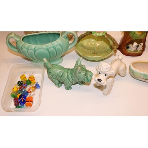 106 - Group of ceramics, including a Sylvac poodle H13cm and other Sylvac pieces; a large Scheurich Jura f... 