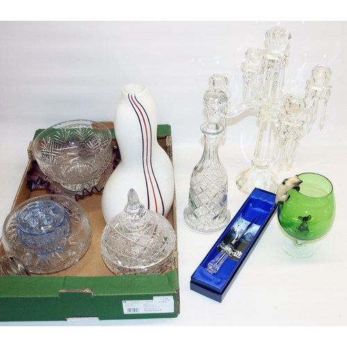 708 - Villeroy & Boch Mettlach boxed lead crystal candelabra H44cm, lead crystal decanter H35cm and other ... 