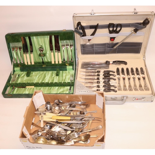 733 - Edelstahl Rostfrei Prima 24 piece cased chef's carving set, EPNS and other cutlery.