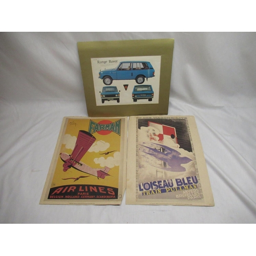 428 - North by Northwest movie poster, five 1980's reprints of 1930's railway posters, and four automotive... 