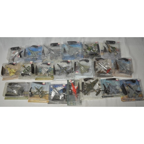 430 - Twenty pre-built plastic model aircrafts by Amer, with stands, all still sealed in boxes (20)