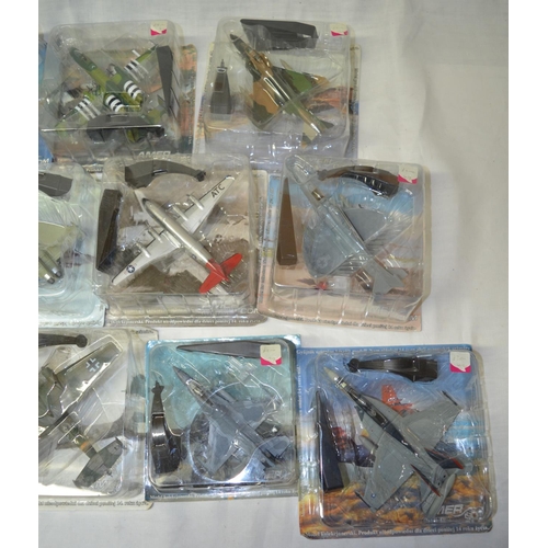 430 - Twenty pre-built plastic model aircrafts by Amer, with stands, all still sealed in boxes (20)