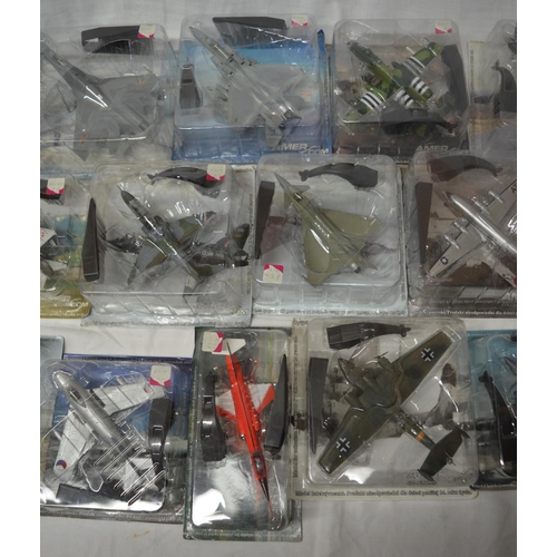 430 - Twenty pre-built plastic model aircrafts by Amer, with stands, all still sealed in boxes (20)