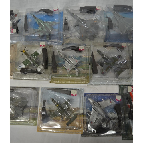 430 - Twenty pre-built plastic model aircrafts by Amer, with stands, all still sealed in boxes (20)