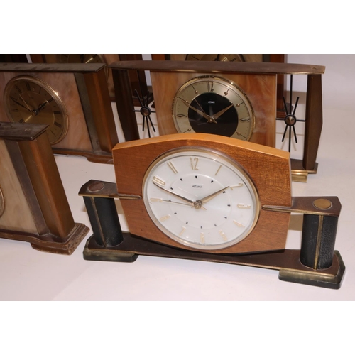 473 - Metamec simulated onyx and brass mantle clock, two tone dial, Junghans electronic unadjusted movemen... 