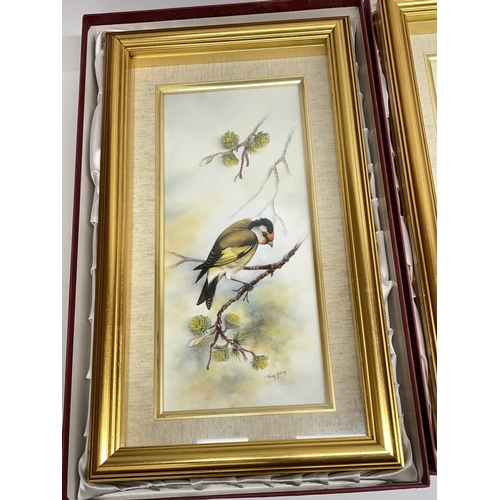 88 - Bronte Porcelain limited edition plaques decorated with birds and applied flowers, painted by Tony Y... 