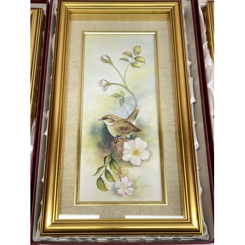 88 - Bronte Porcelain limited edition plaques decorated with birds and applied flowers, painted by Tony Y... 