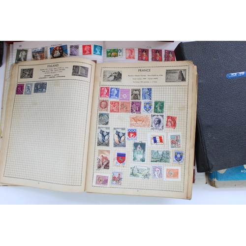 171 - Collection of GB and world stamp albums, mostly mounted/used, with box of loose stamps and two binde... 