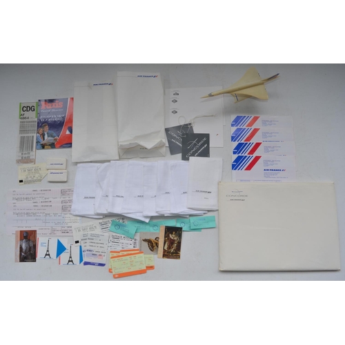 494 - Four Concorde certificates of Travel via Air France, 3 Concorde paper/envelope packs, 3 Air France b... 