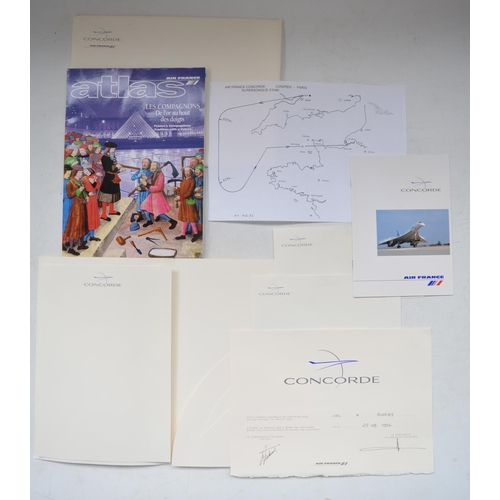 494 - Four Concorde certificates of Travel via Air France, 3 Concorde paper/envelope packs, 3 Air France b... 