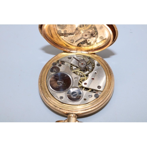 227 - Swiss rolled gold keyless wound and set Hunter pocket watch, Dennison Moon case serial no.634154 and... 