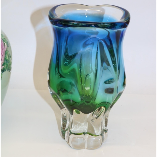 297 - Czechoslovakian Sommerso graduating blue to green glass vase designed by Josef Hospodka for Chribska... 