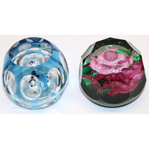 397 - Caithness glass 'Floribunda' limited edition paperweight 33/75, and a Perthshire type faceted blue g... 