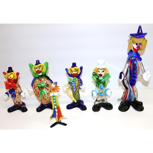 399 - Six Murano glass clowns, max. H34cm