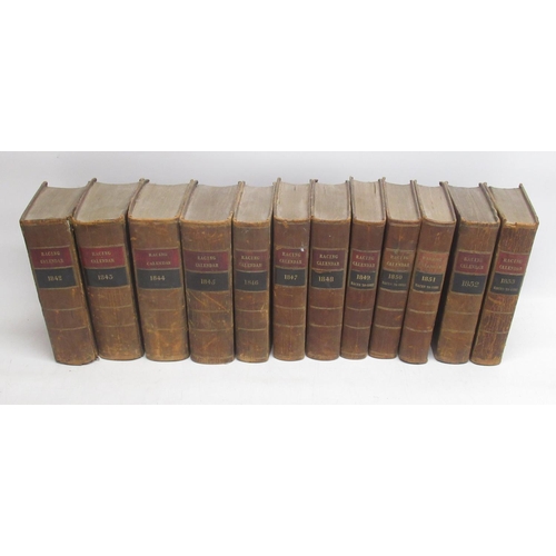 349 - Collection of leather bound Racing Calendars from 1842-1853 (12)