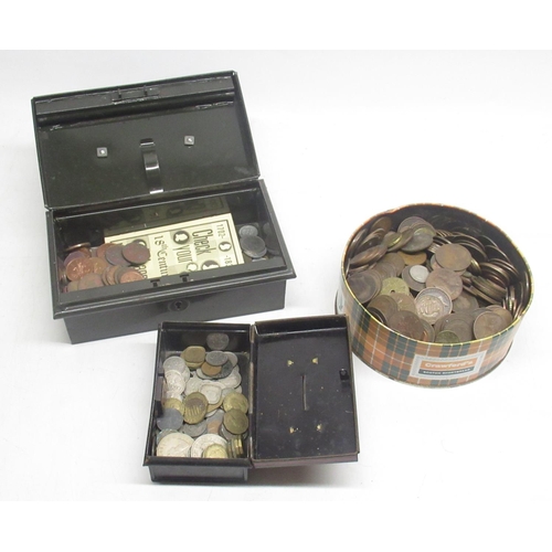 350 - Two cash boxes and a tin of mixed GB coins