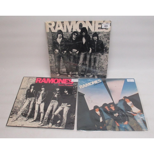 465 - The Ramones vinyl LPs - 'The Ramones' 9103 253, 'Rocket to Russia' 9103 255 & 'Leave Home' 9103 254 ... 